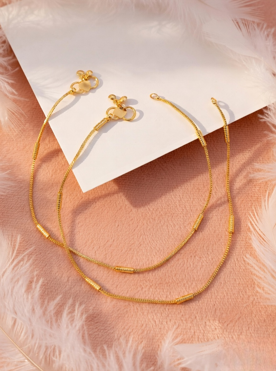 Blue Daisy Gold Anklet