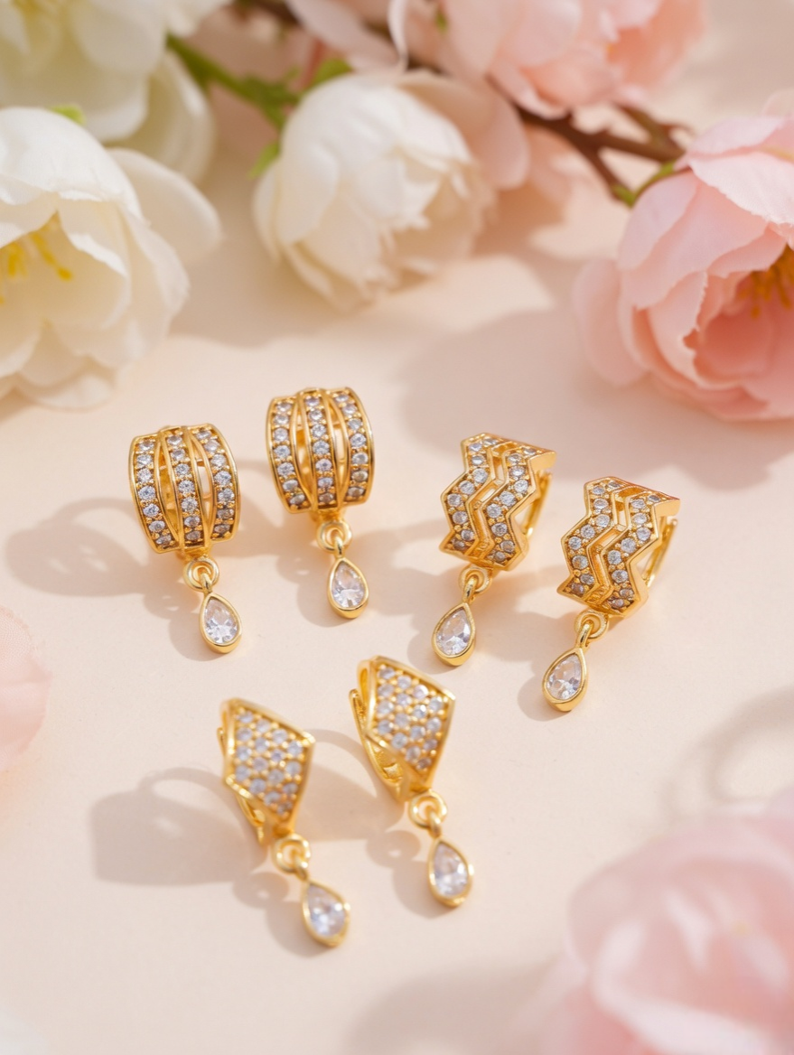 Festive Glow Crystal Gold Earrings