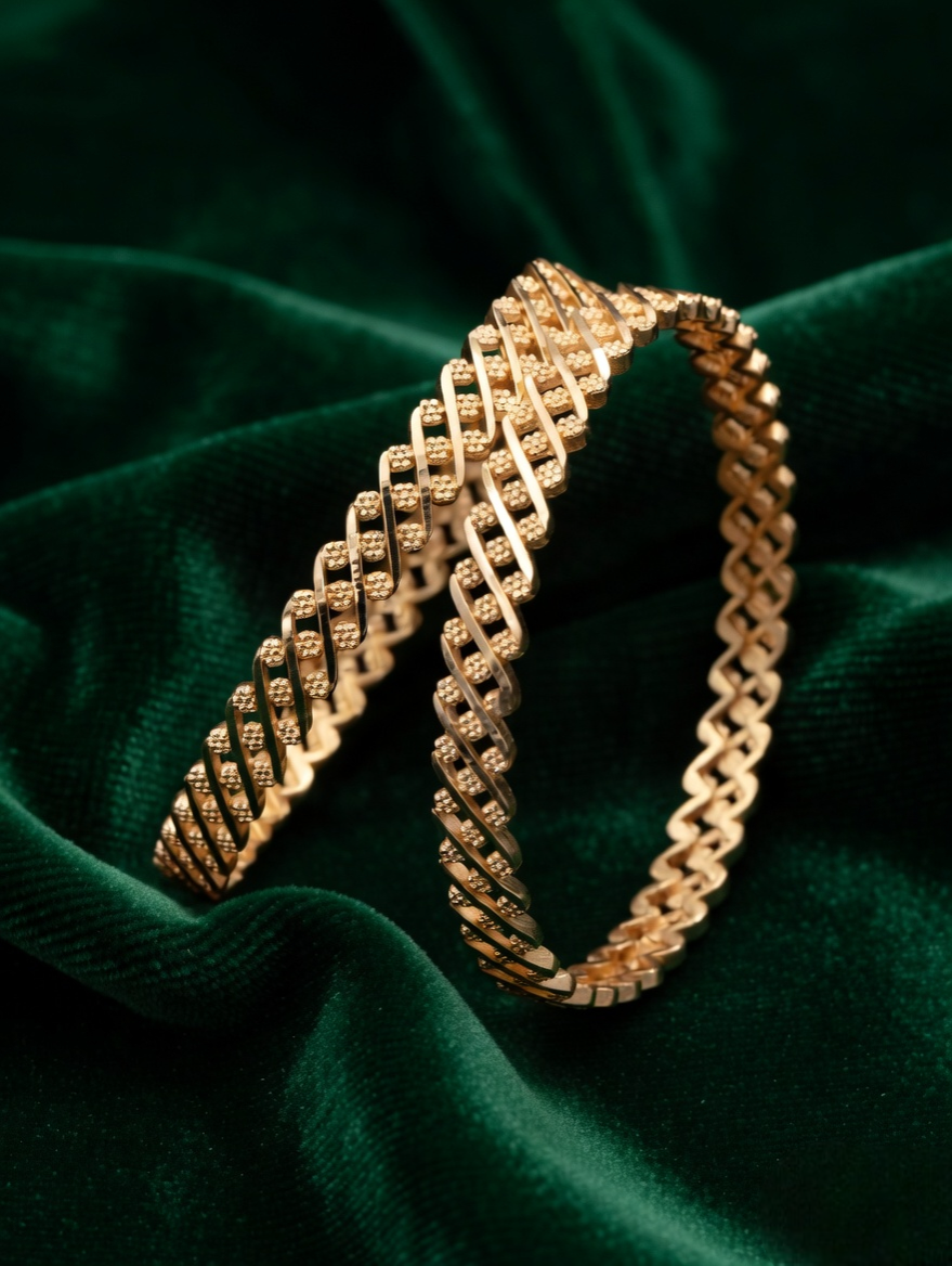 Handcrafted Style Gold Bangles Set