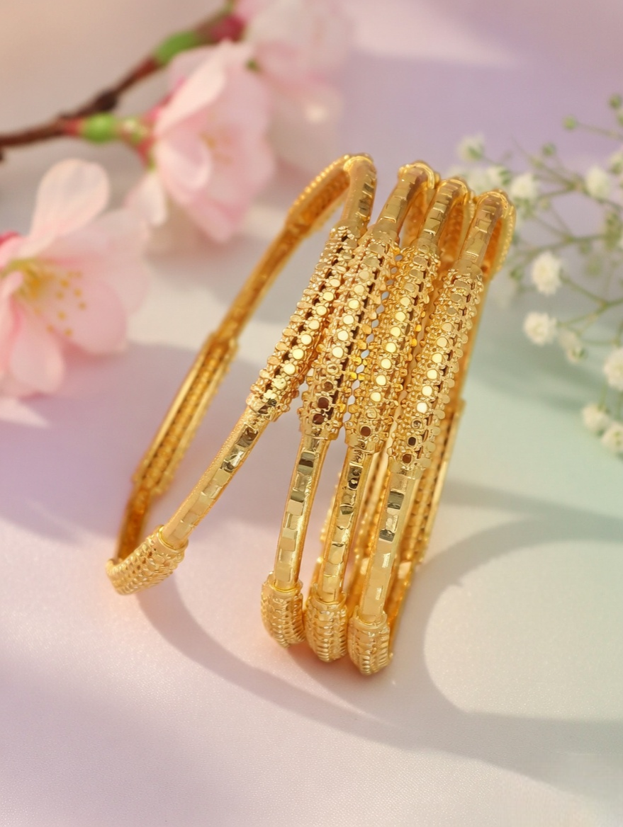 Trendy Stackable Gold Bangles Set