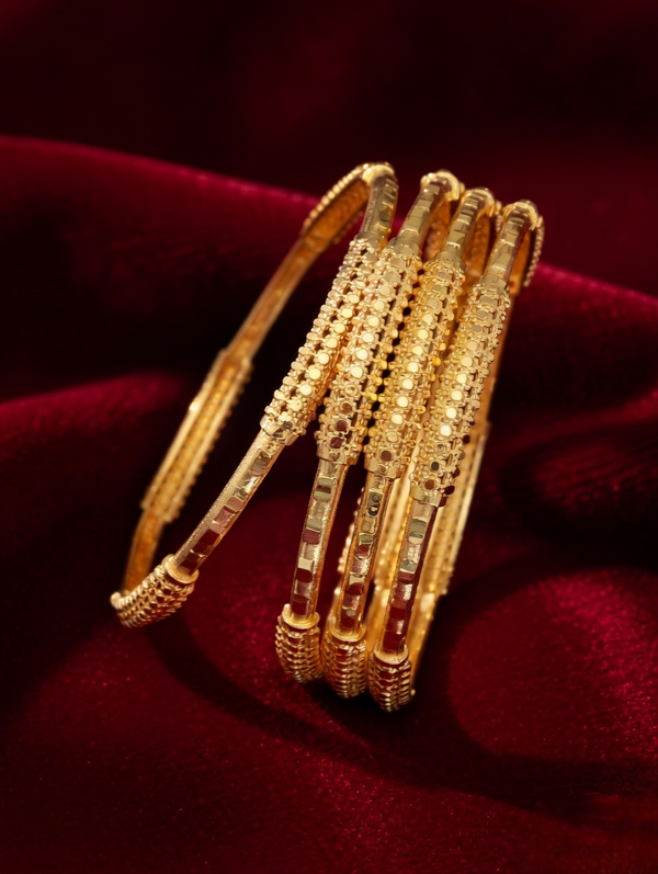 Trendy Stackable Gold Bangles Set