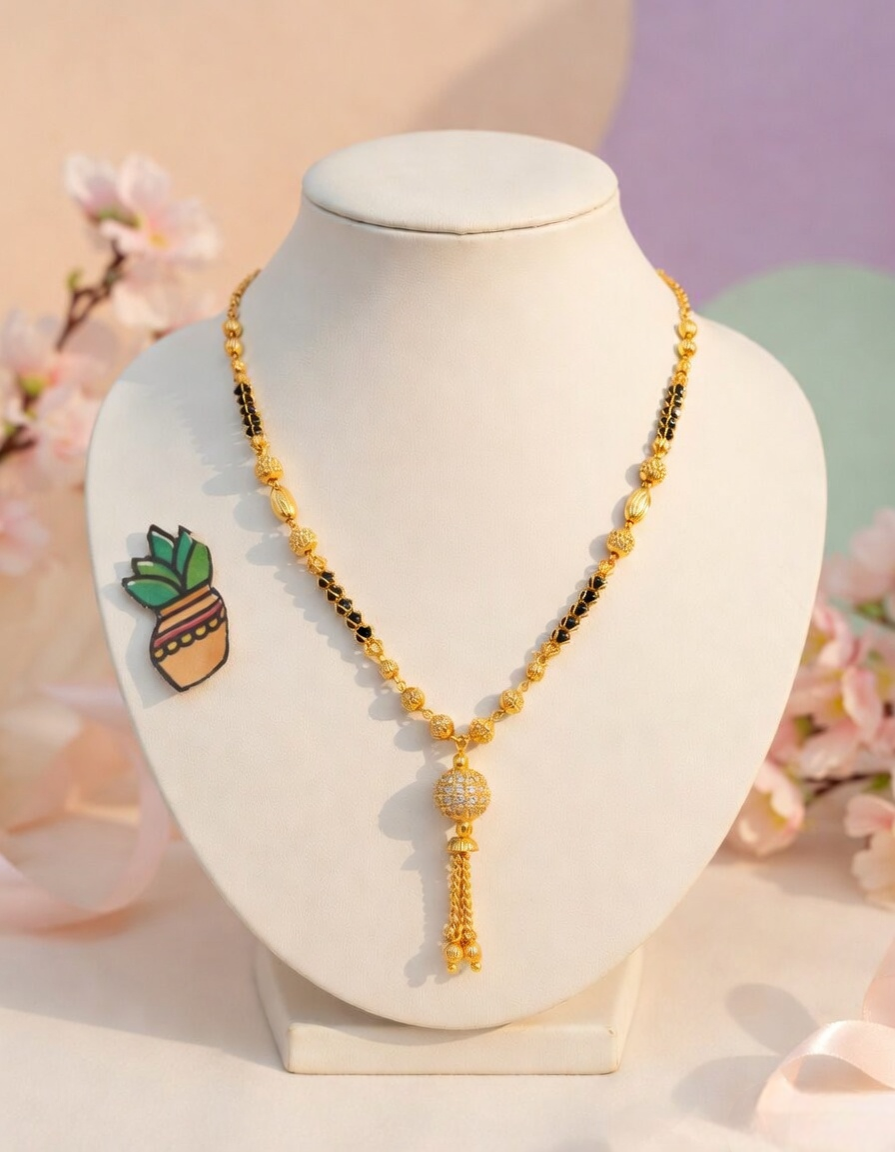 Traditional Ruby Square Charm Mangalsutra