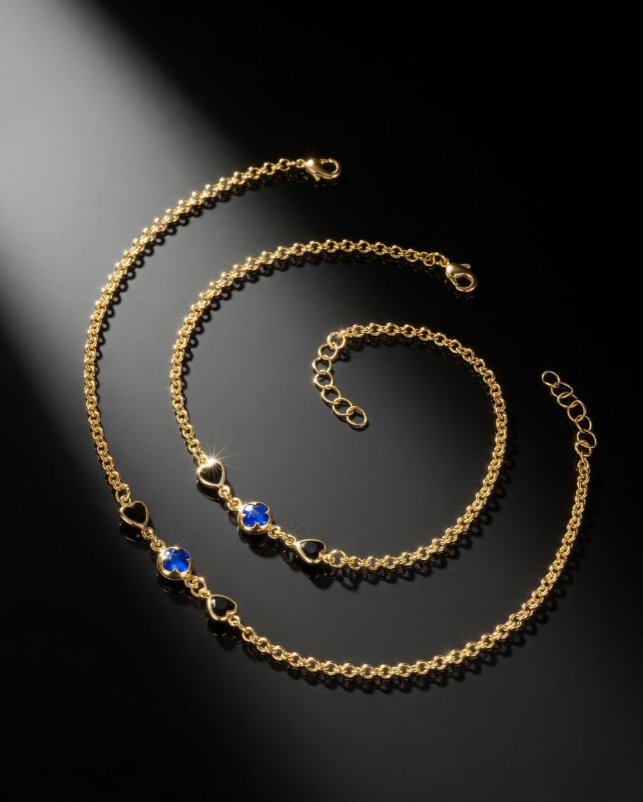 Blue Petal Charm Anklet