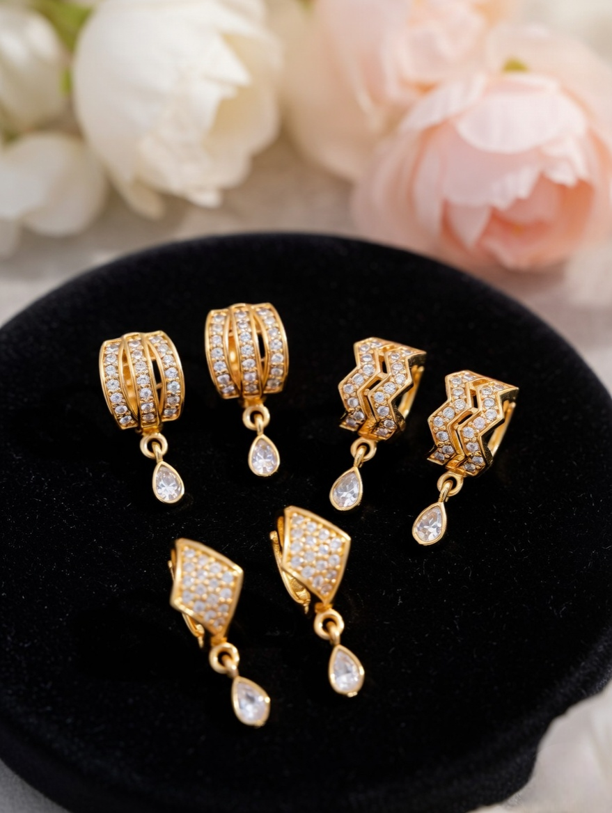 Festive Glow Crystal Gold Earrings