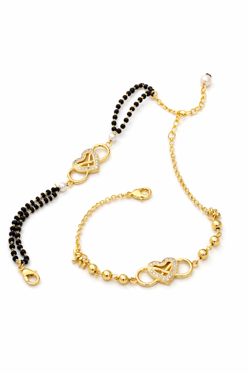 Elegant Gold Link Bracelet with Crystal Accents
