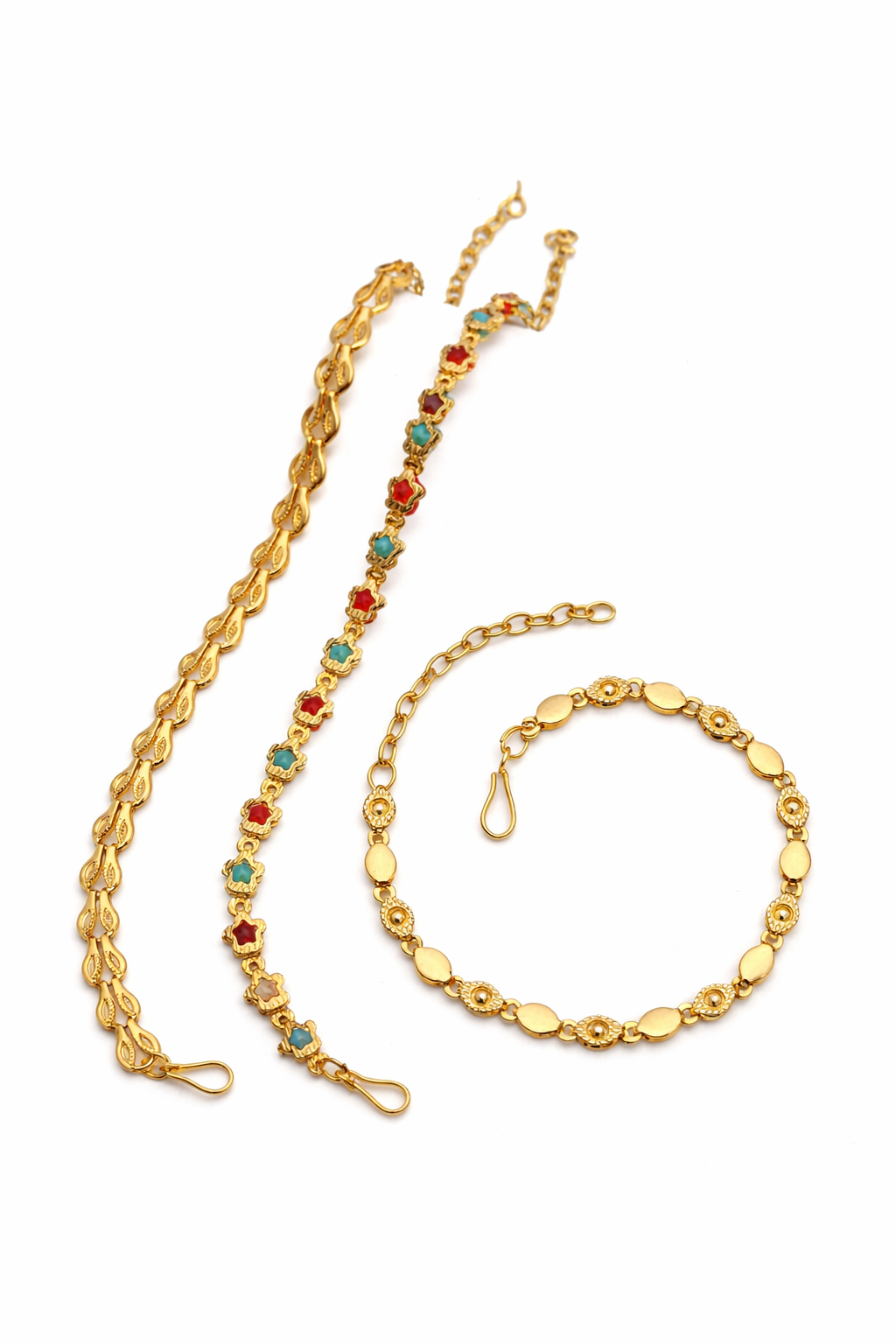 Contemporary Gold Bracelet with Crystal Studs