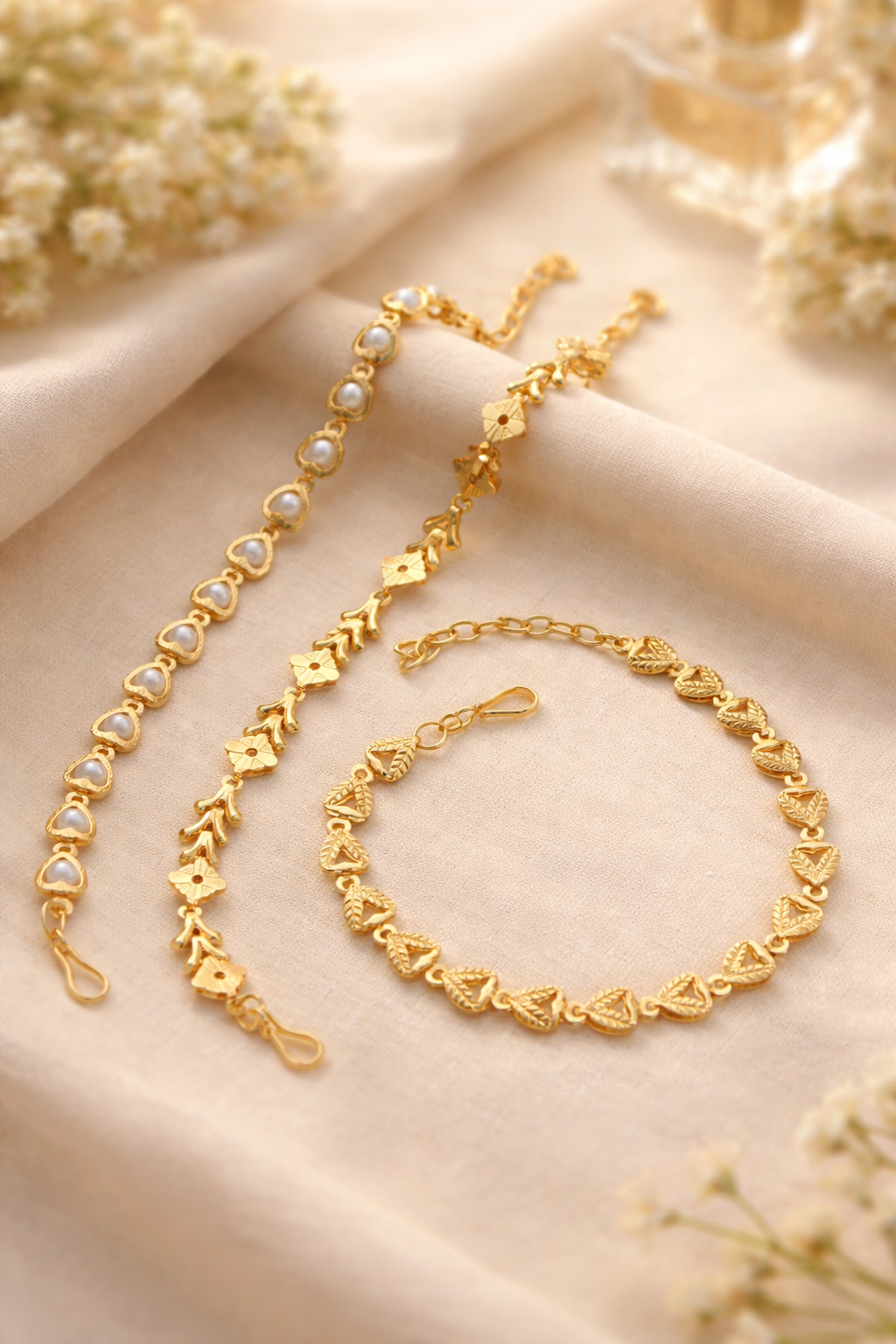 Party Wear Gold Bracelet with Crystal Touch