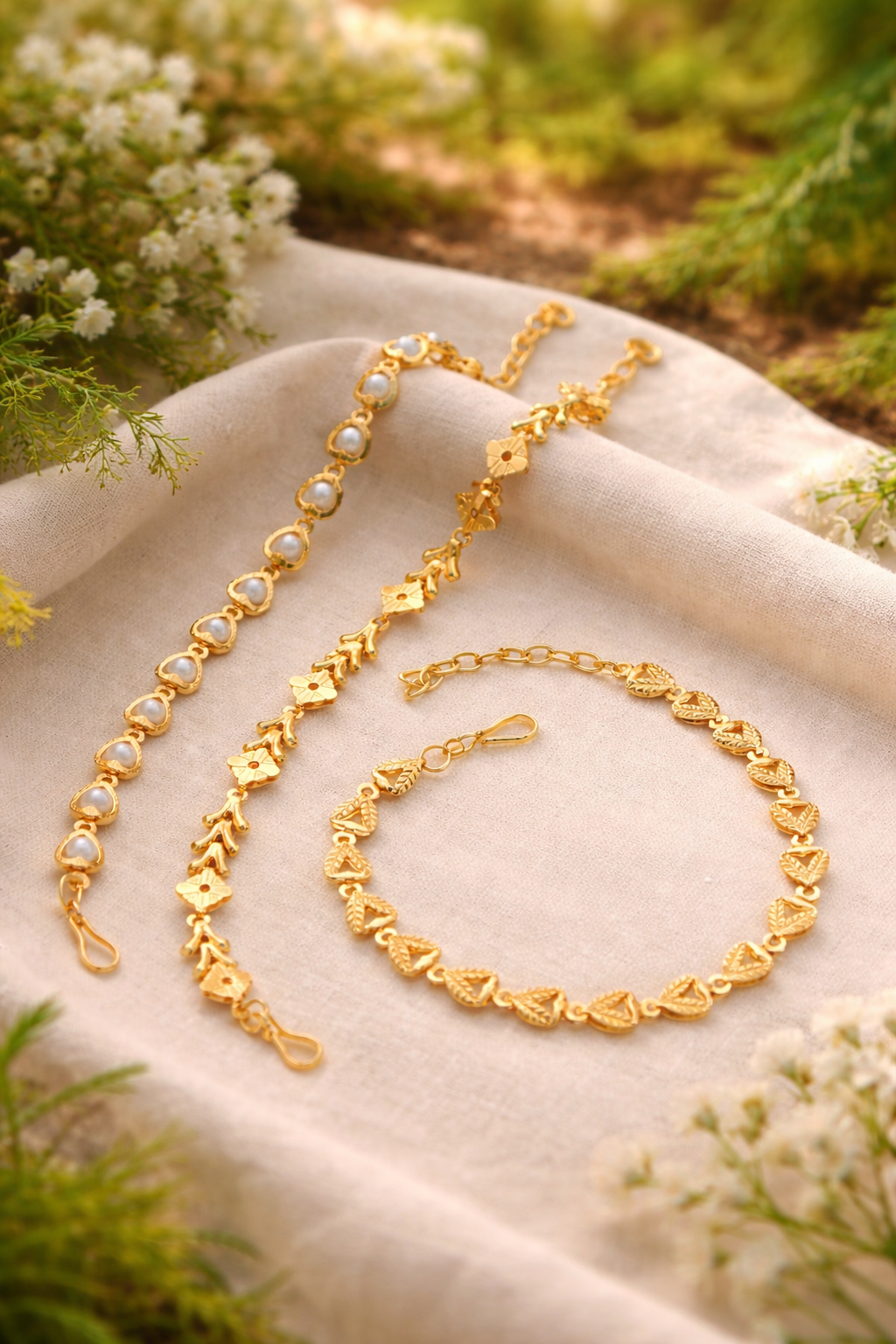 Party Wear Gold Bracelet with Crystal Touch