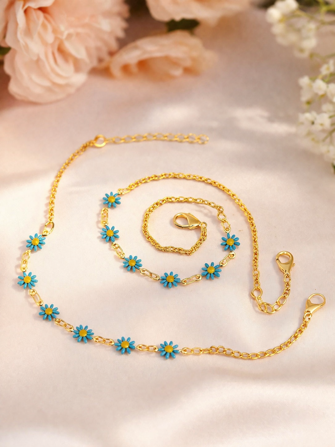 Golden Daisy Charm Anklet