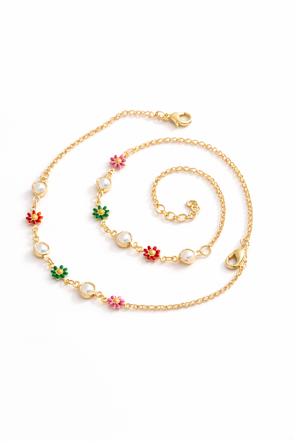 Blue Floral Chain Anklet