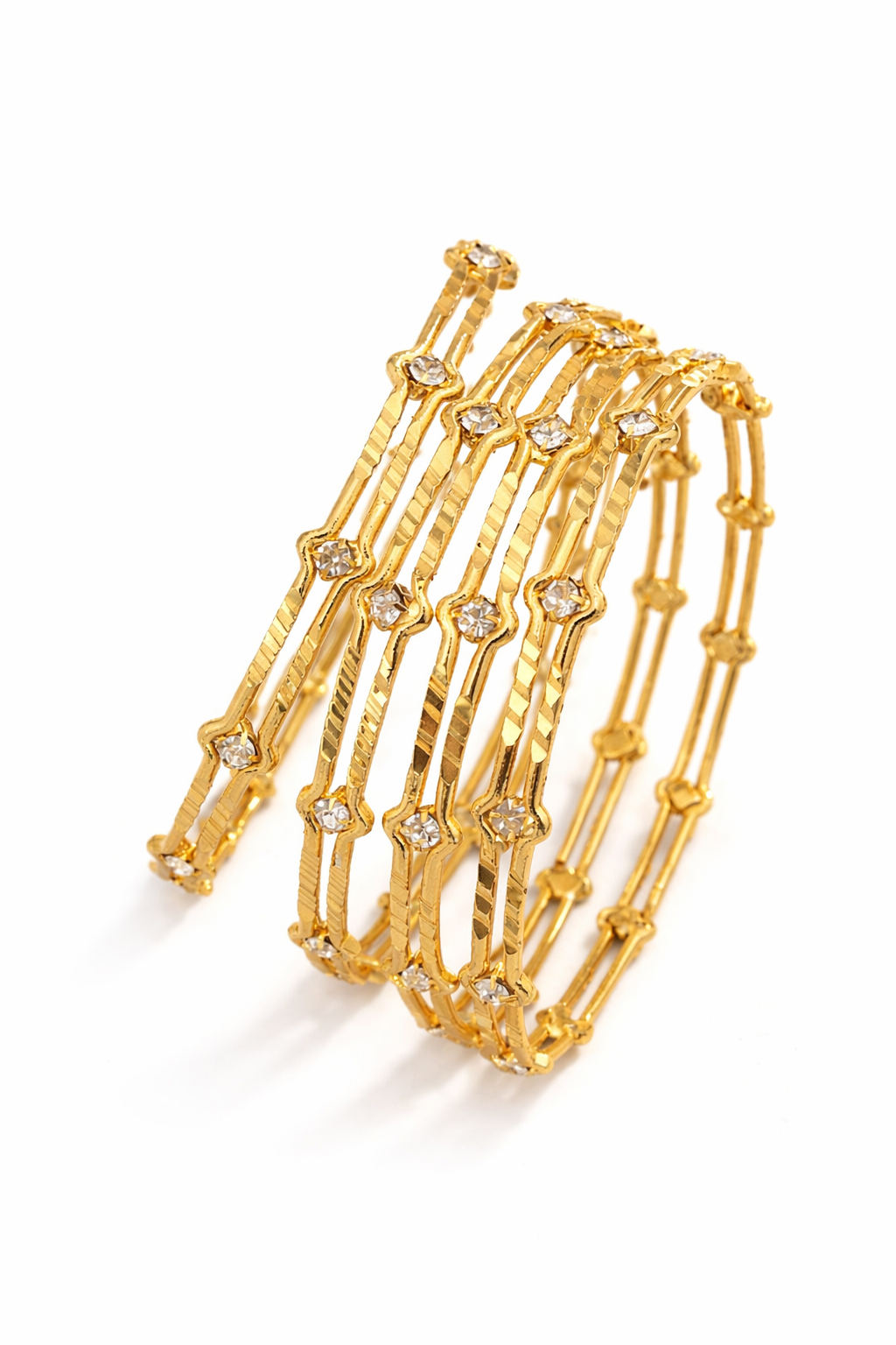 Elegant Gold Stone Studded Bangles Set