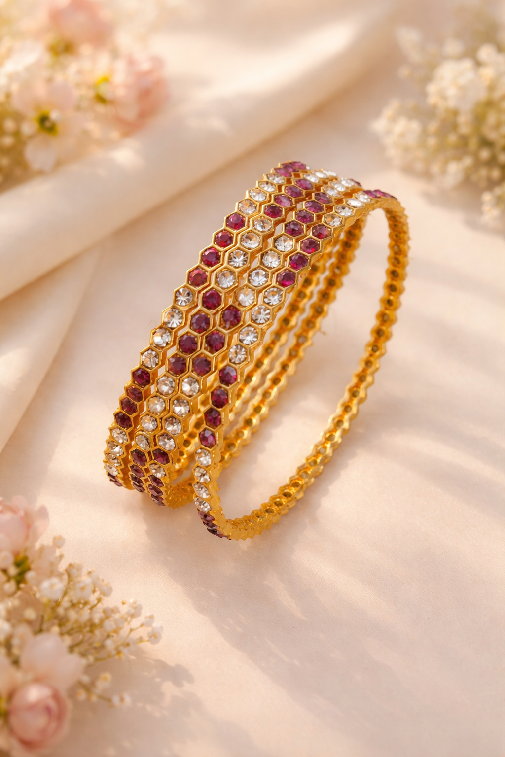 Traditional Gold Finish Stone Bangles