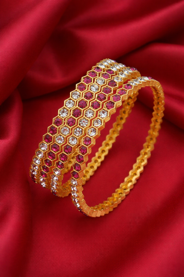 Traditional Gold Finish Stone Bangles