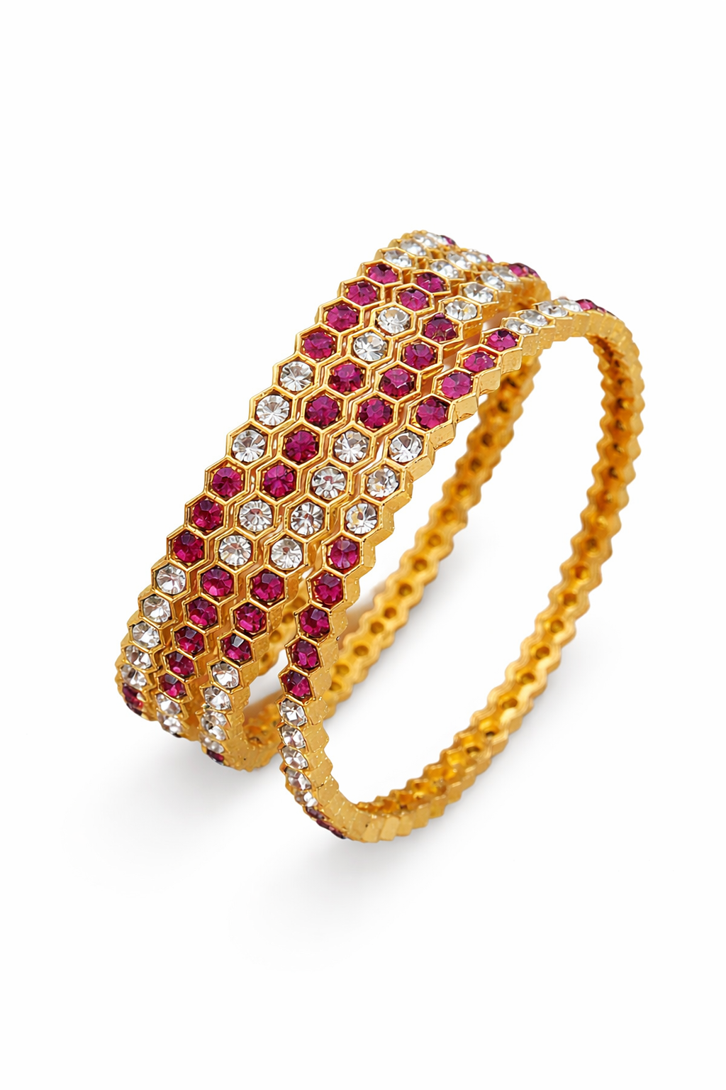 Traditional Gold Finish Stone Bangles