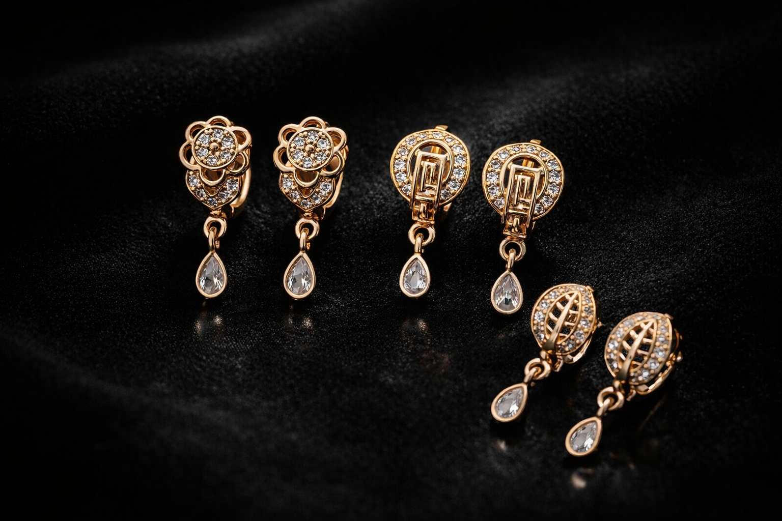 Elite Elegance Gold Dangling Earrings
