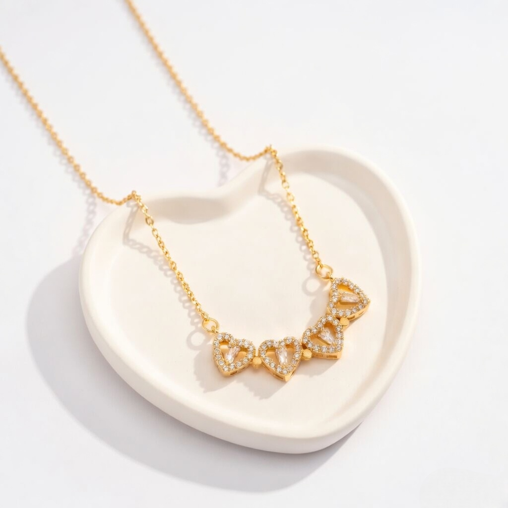 Golden Hearts Charm Necklace