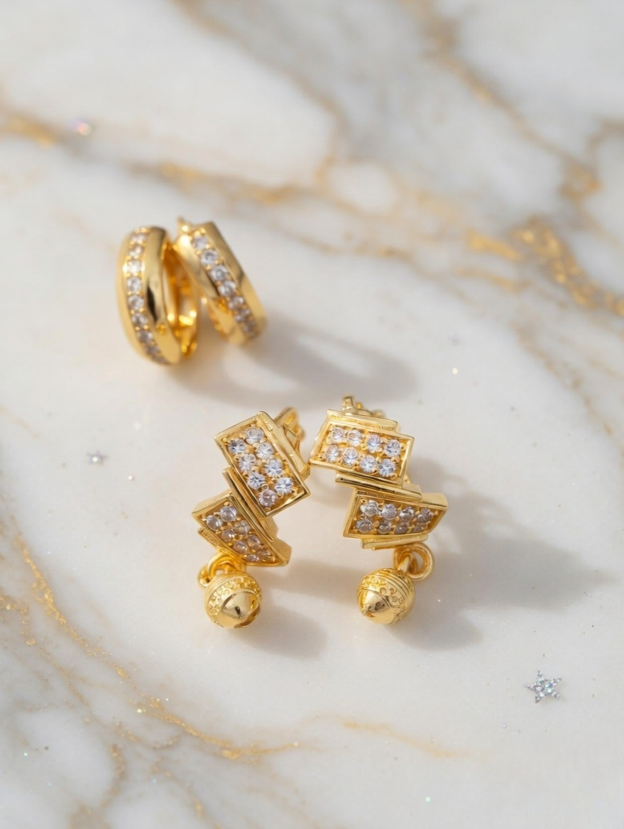 Golden Leaf Charm Dangling Earrings