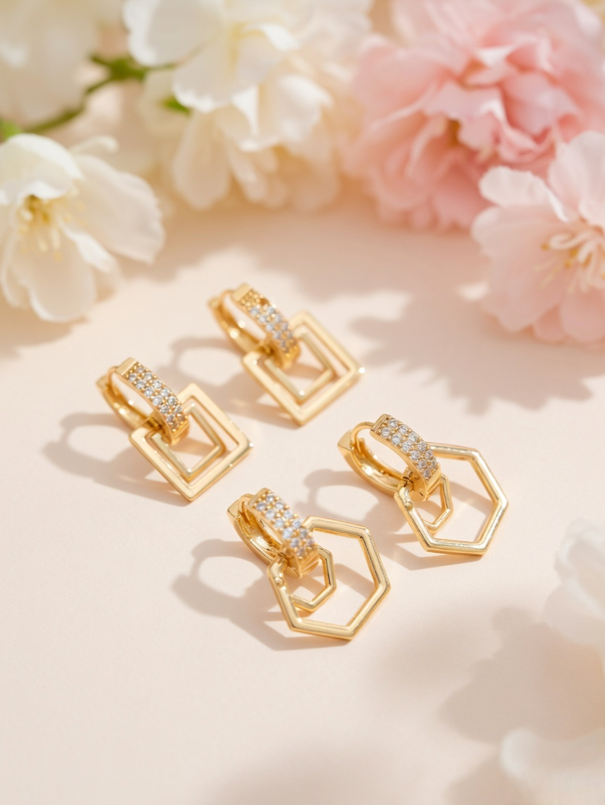 Golden Grace Designer Drop Earrings
