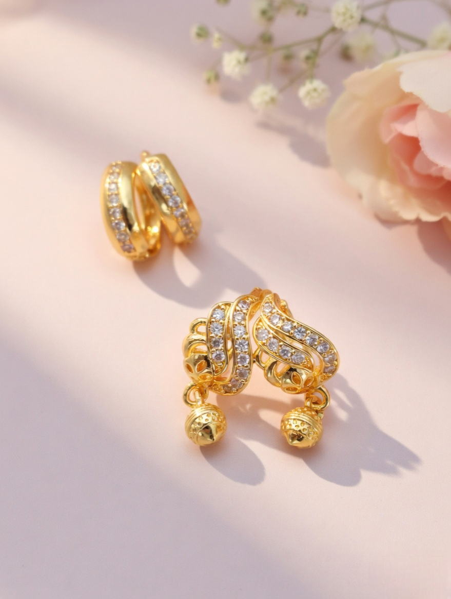 Velvet Glow Hoop & Drop Earrings Set
