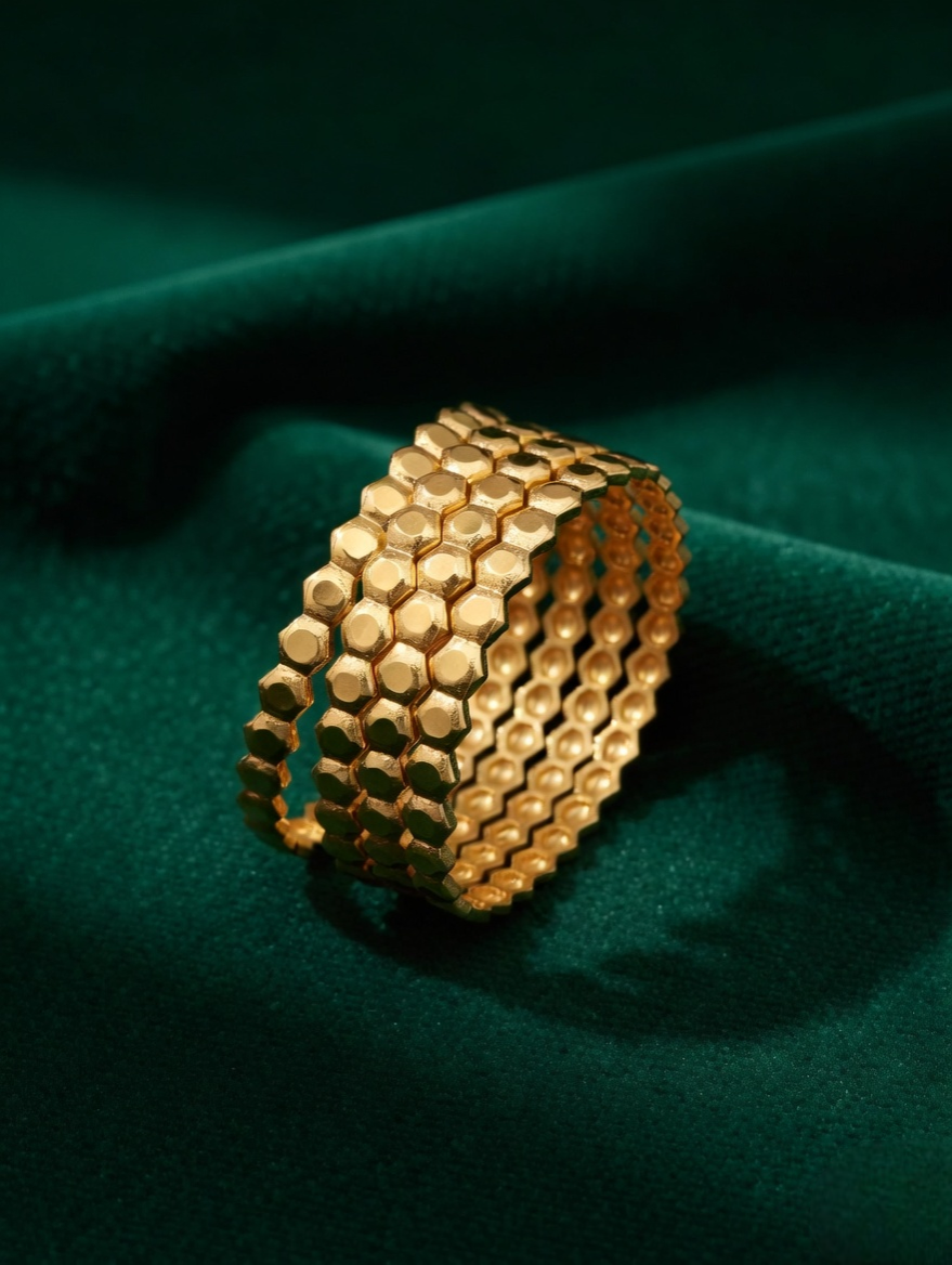 Sophisticated Gold Bangles with Subtle Sparkle