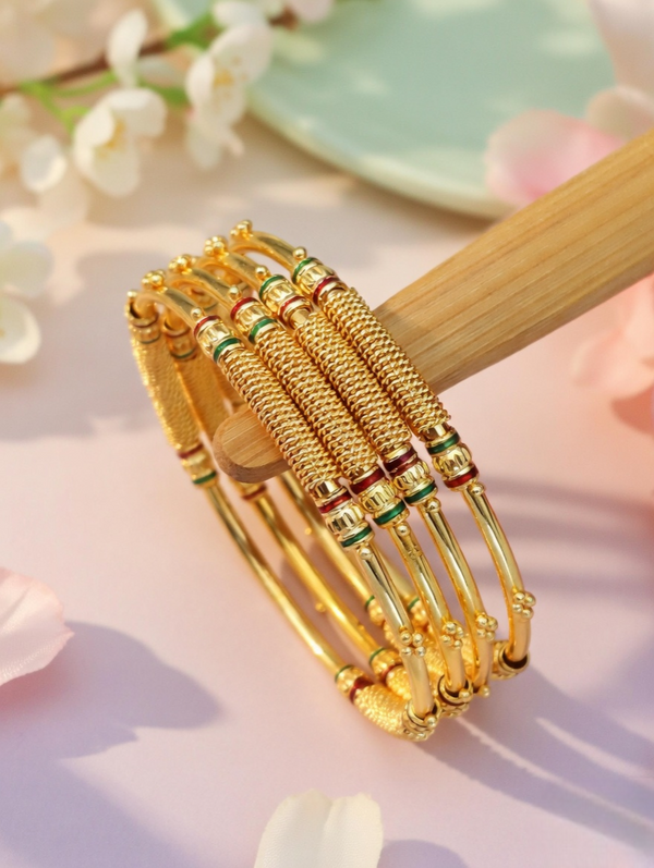 Ethnic Gold Bangles with Elegant Detailing