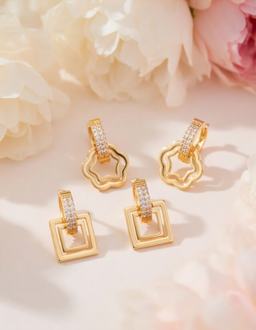 Timeless Elegance Crystal Gold Earrings
