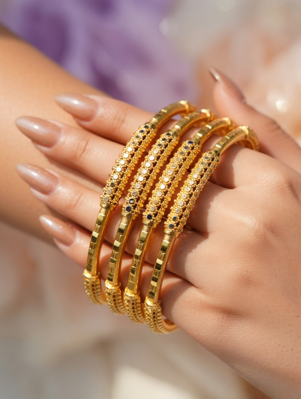 Trendy Stackable Gold Bangles Set