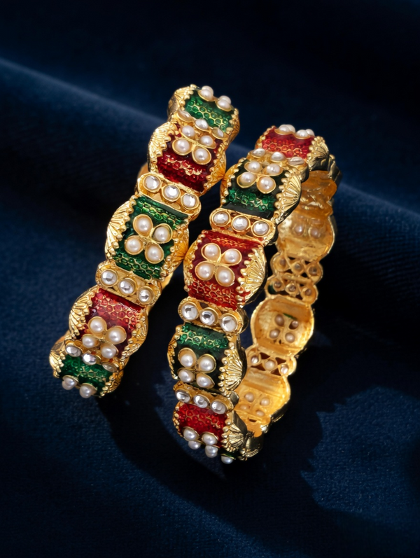 Fine Textured Gold Bangles with Stone Highlights