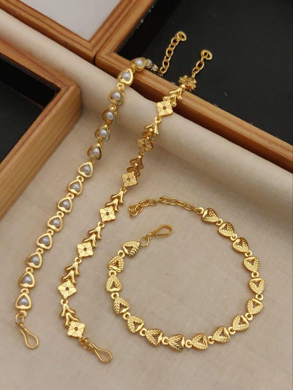 Party Wear Gold Bracelet with Crystal Touch