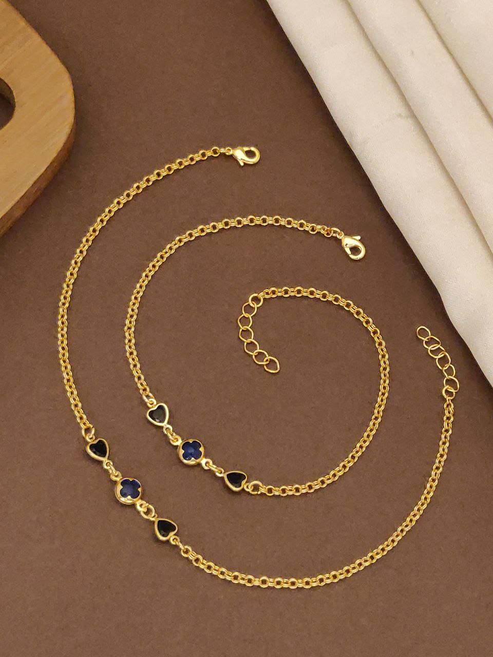 Blue Petal Charm Anklet