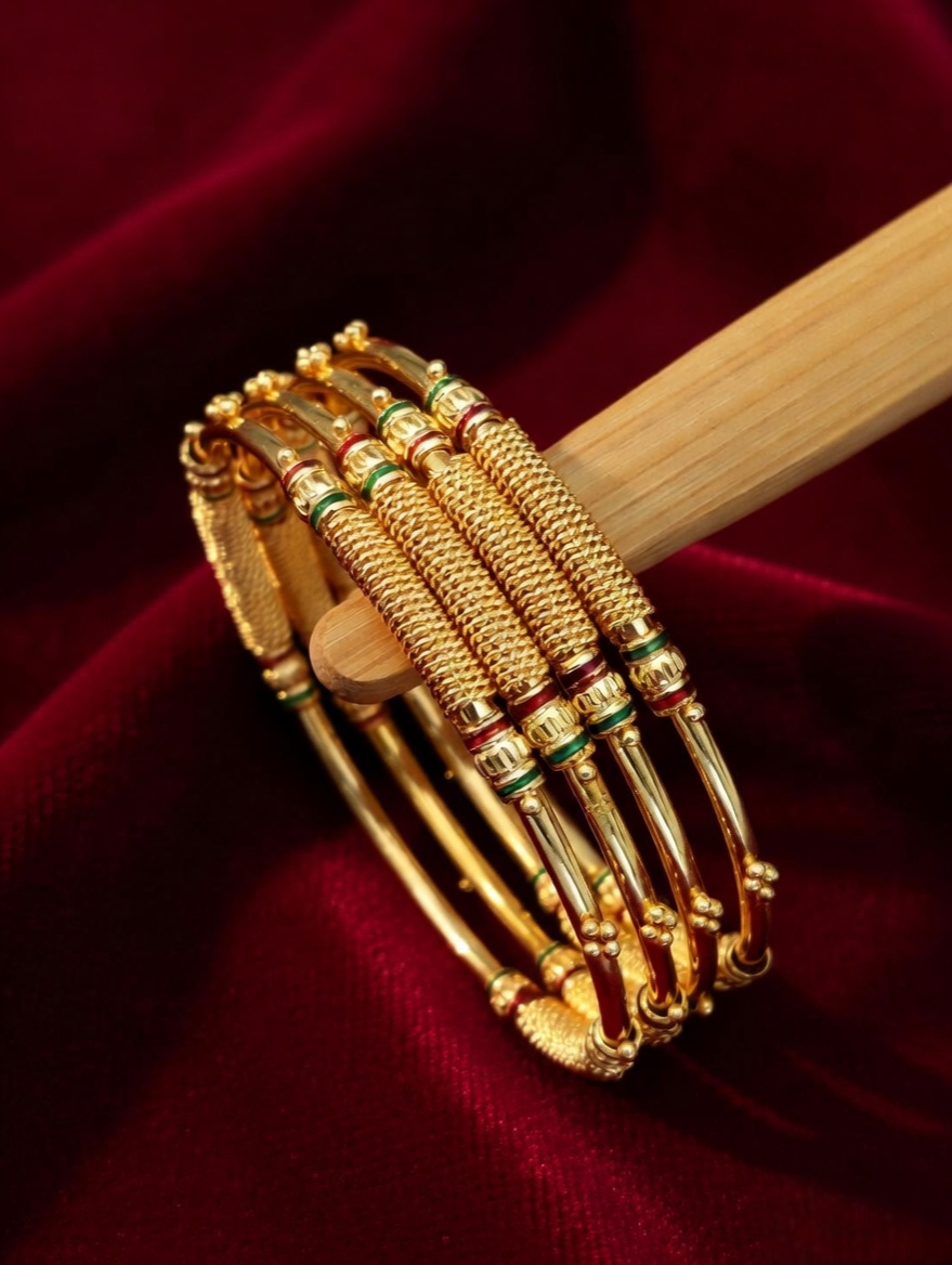 Ethnic Gold Bangles with Elegant Detailing