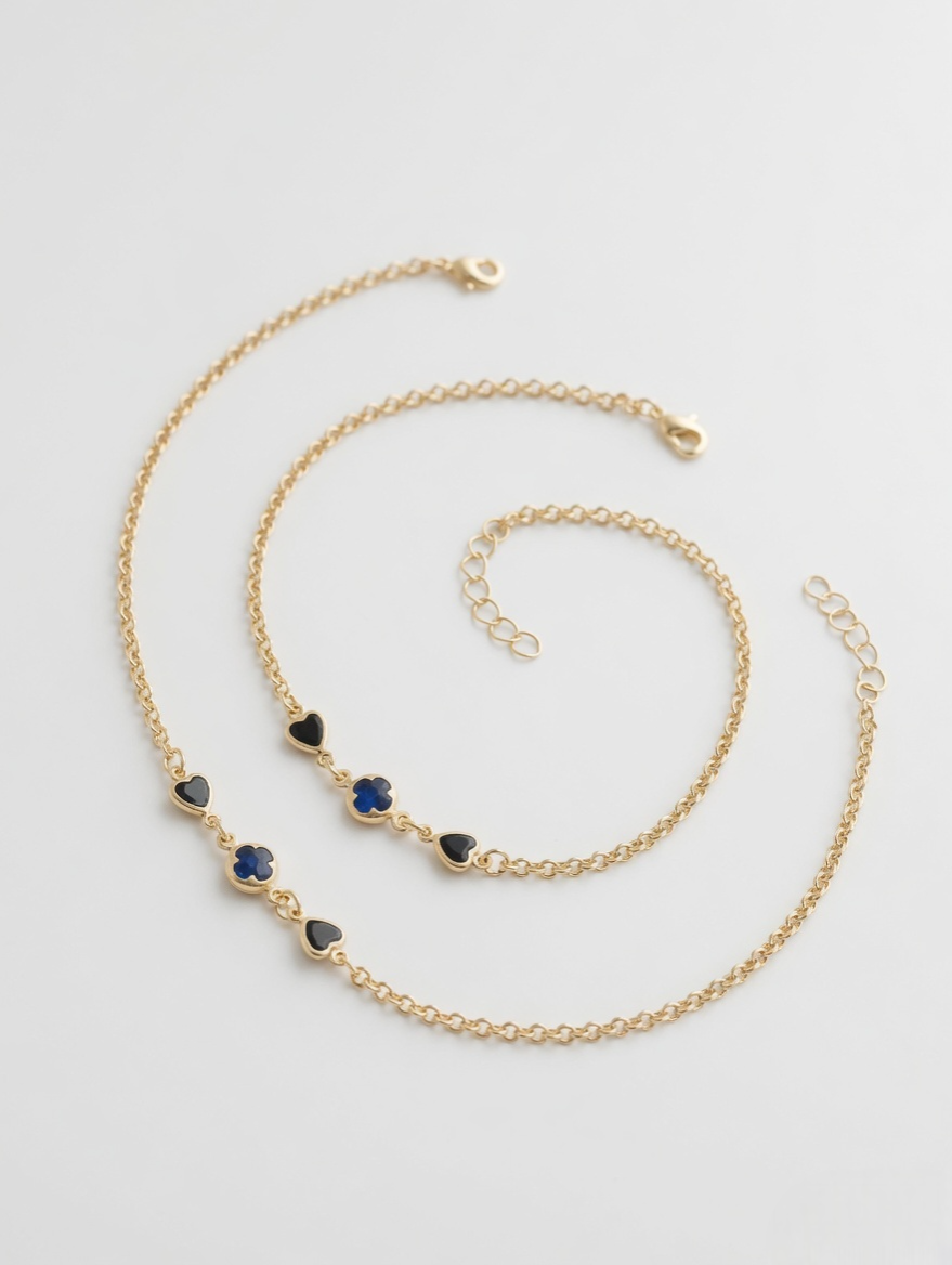 Blue Petal Charm Anklet