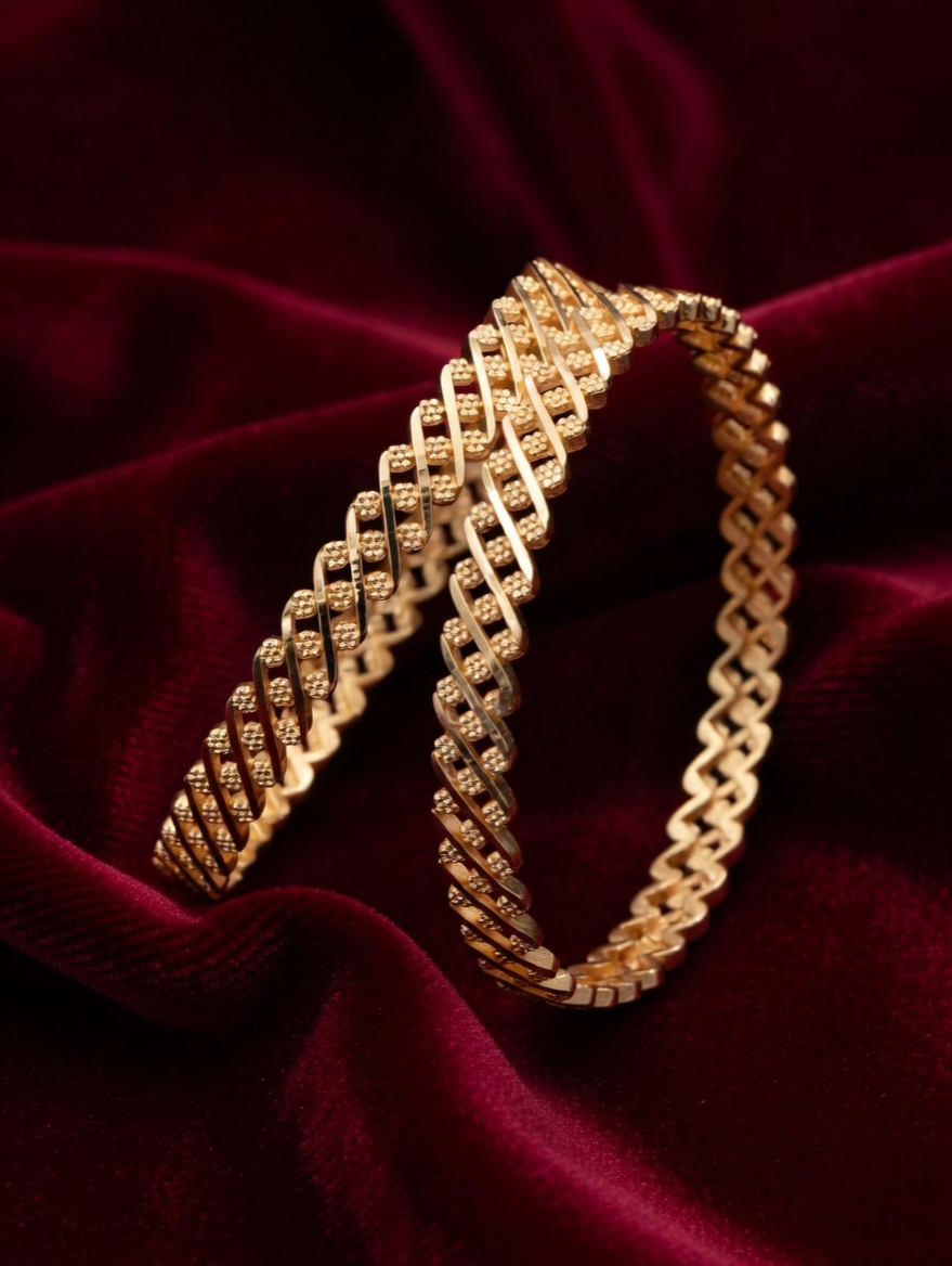 Handcrafted Style Gold Bangles Set