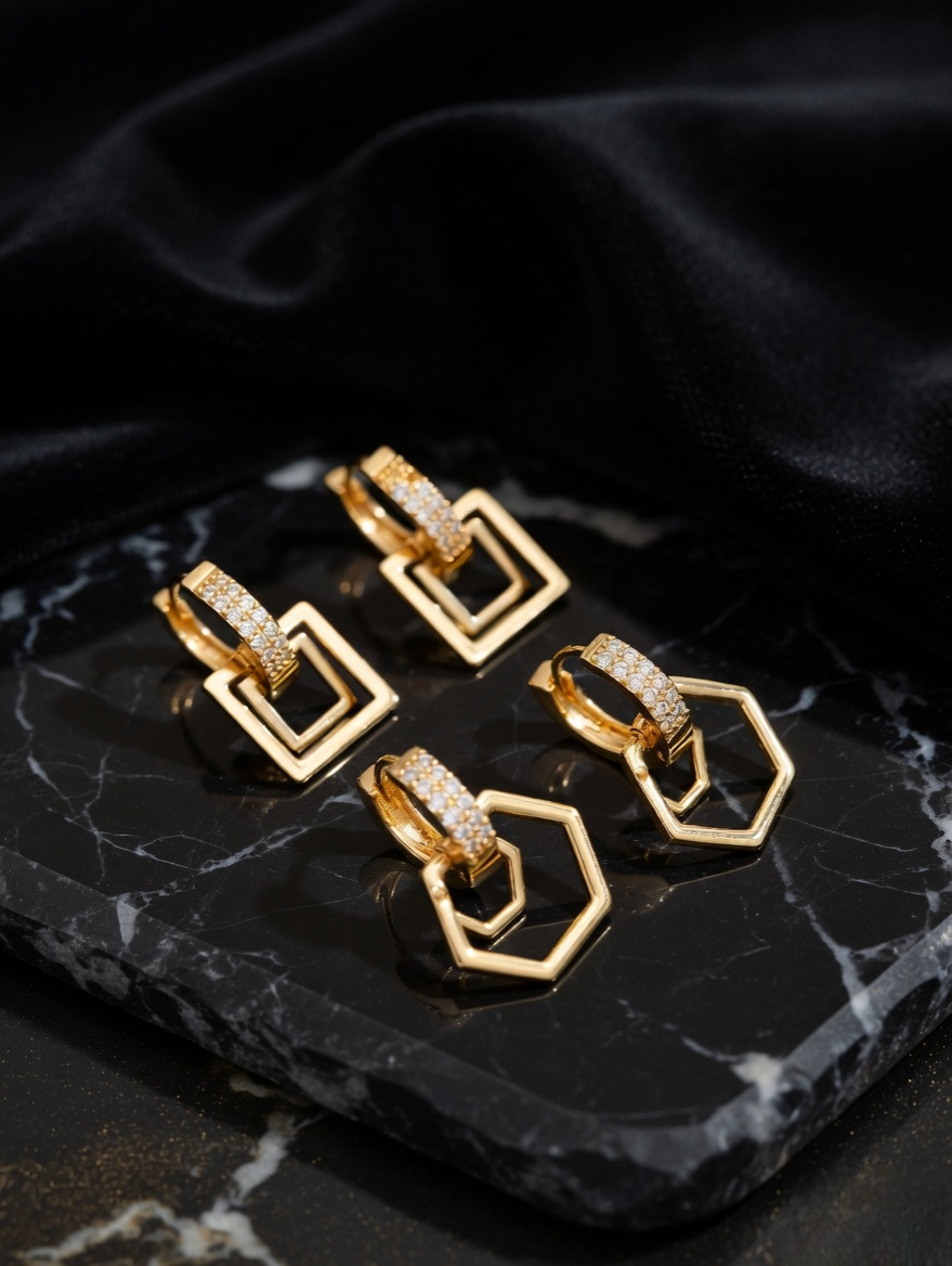 Golden Grace Designer Drop Earrings