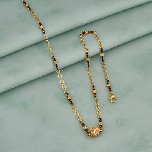 Elegant Black Bead & Gold Pendant Mangalsutra