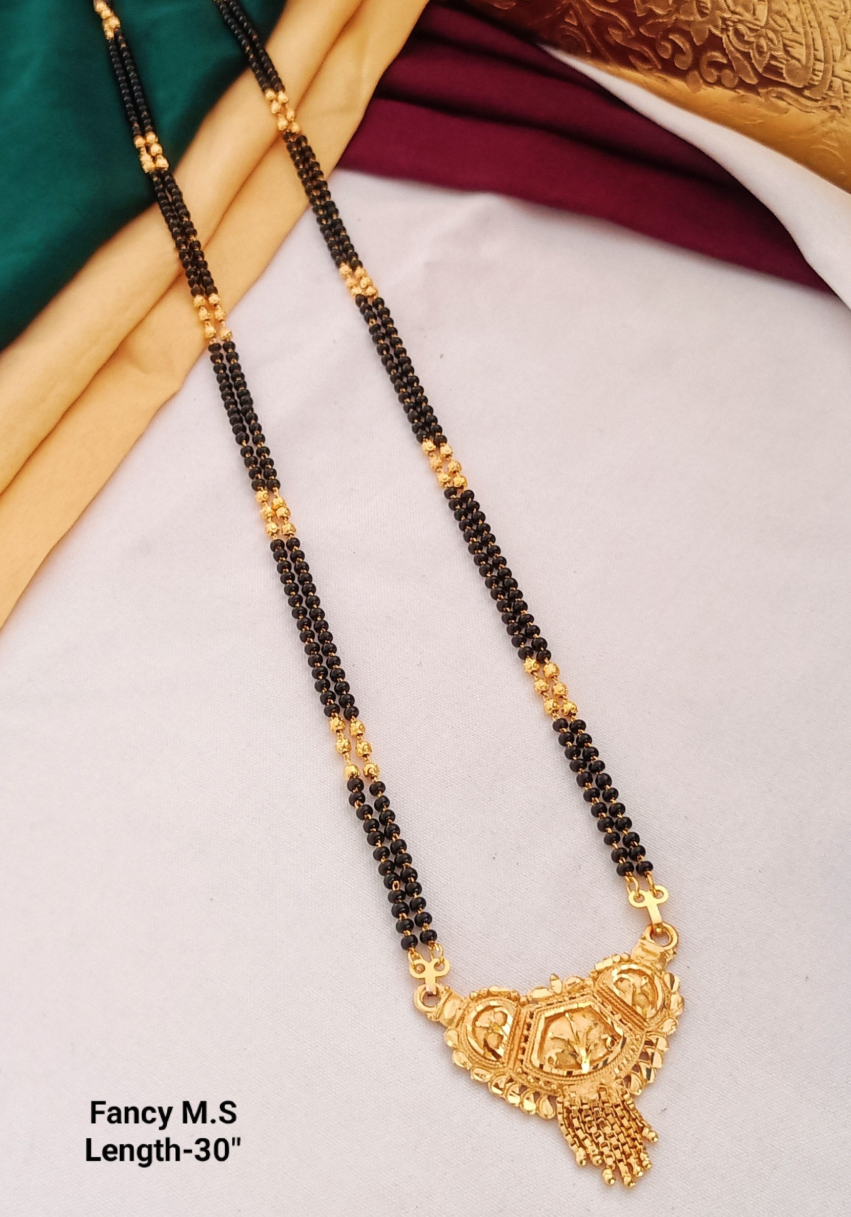 Designer Dual Layer Mangalsutra with Red Stone
