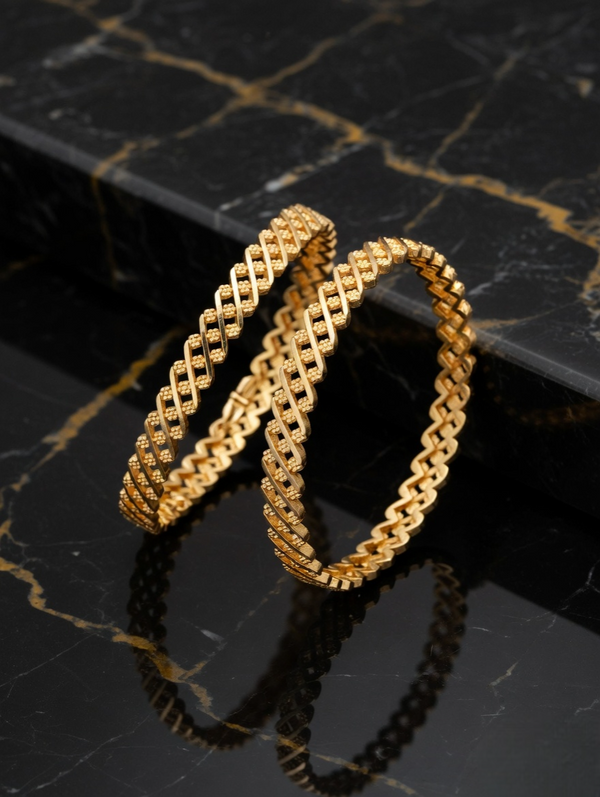 Handcrafted Style Gold Bangles Set