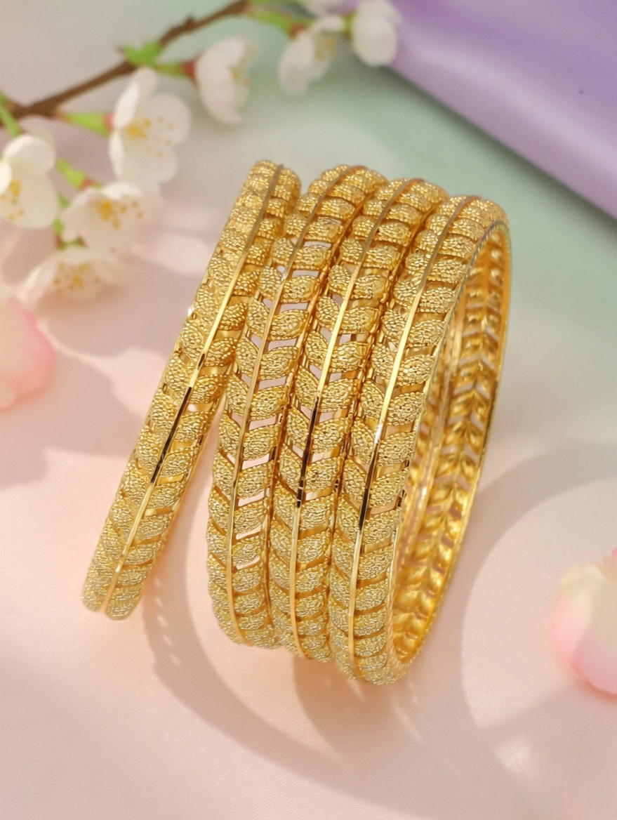 Festive Wear Gold Stone Bangles Set
