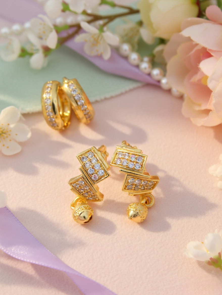 Golden Leaf Charm Dangling Earrings