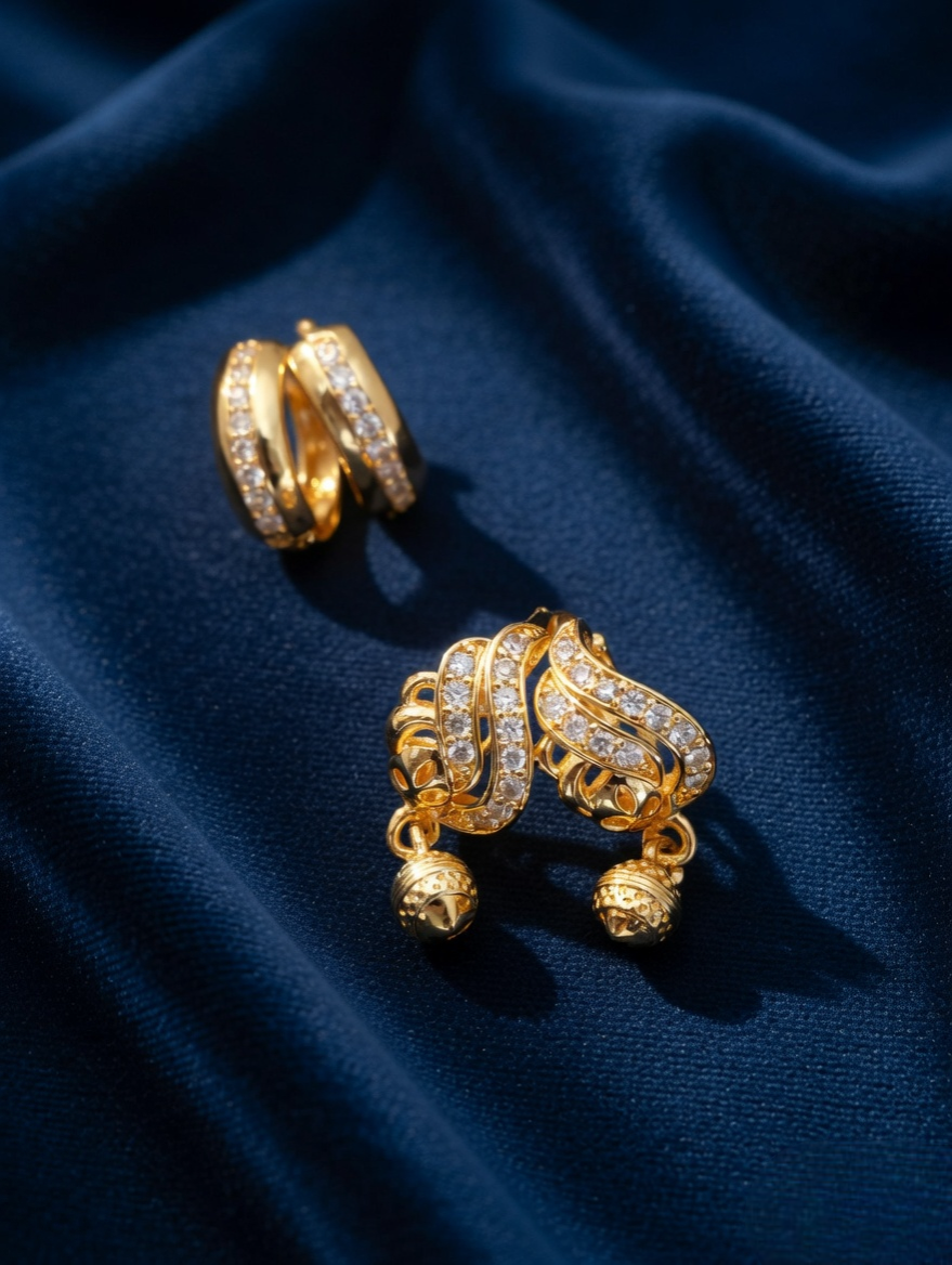 Velvet Glow Hoop & Drop Earrings Set