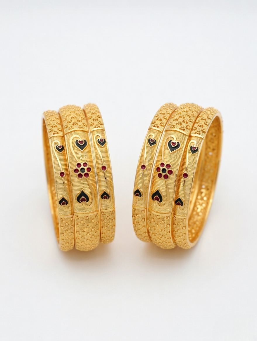 Delicate Gold Bangles with Diamond-Like Stones