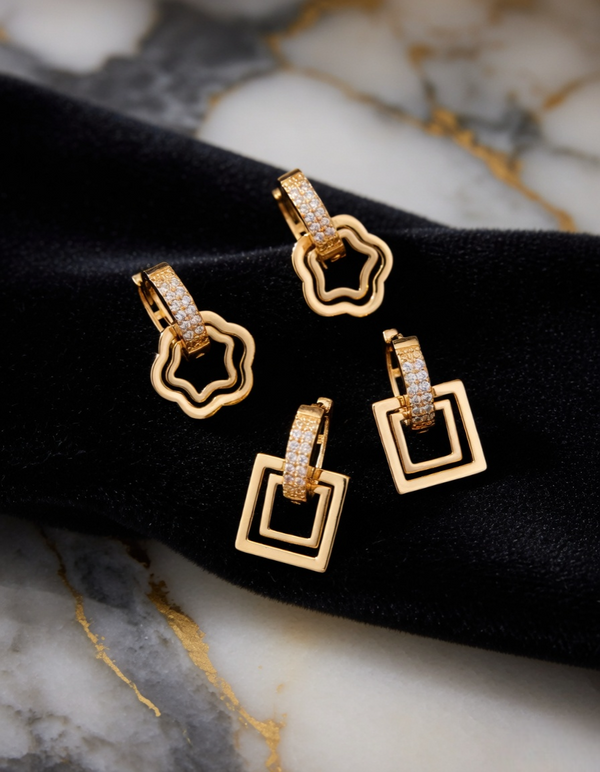 Timeless Elegance Crystal Gold Earrings