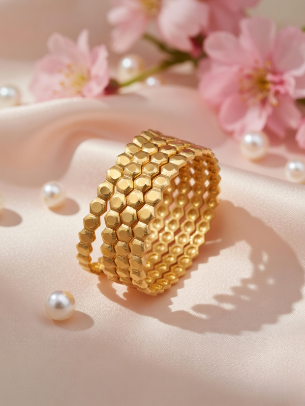 Sophisticated Gold Bangles with Subtle Sparkle